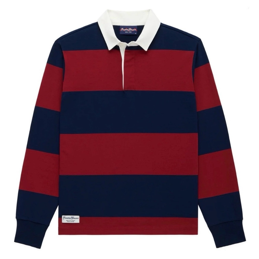 Navy and Burgundy Striped Rugby Shirt